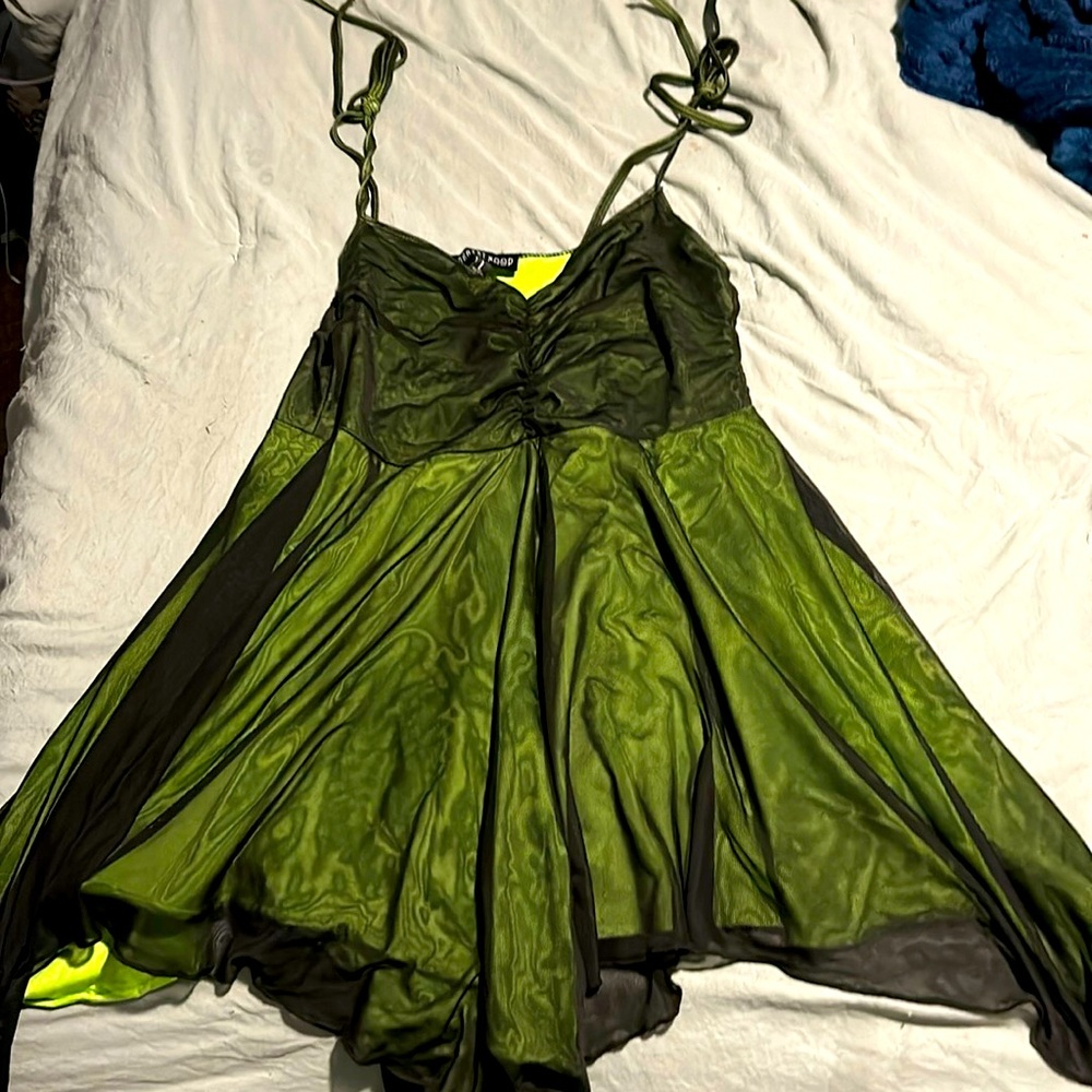 Green and Black mesh dress